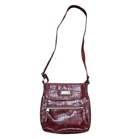 Relic Crossbody Purse Burgundy Red Croc Embossed Zip Pocket Elegant Stylish - Picture 1 of 8